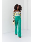 Pantaloni eleganti de dama cu picioare late, verde 05018 - Magazin online - Boutique